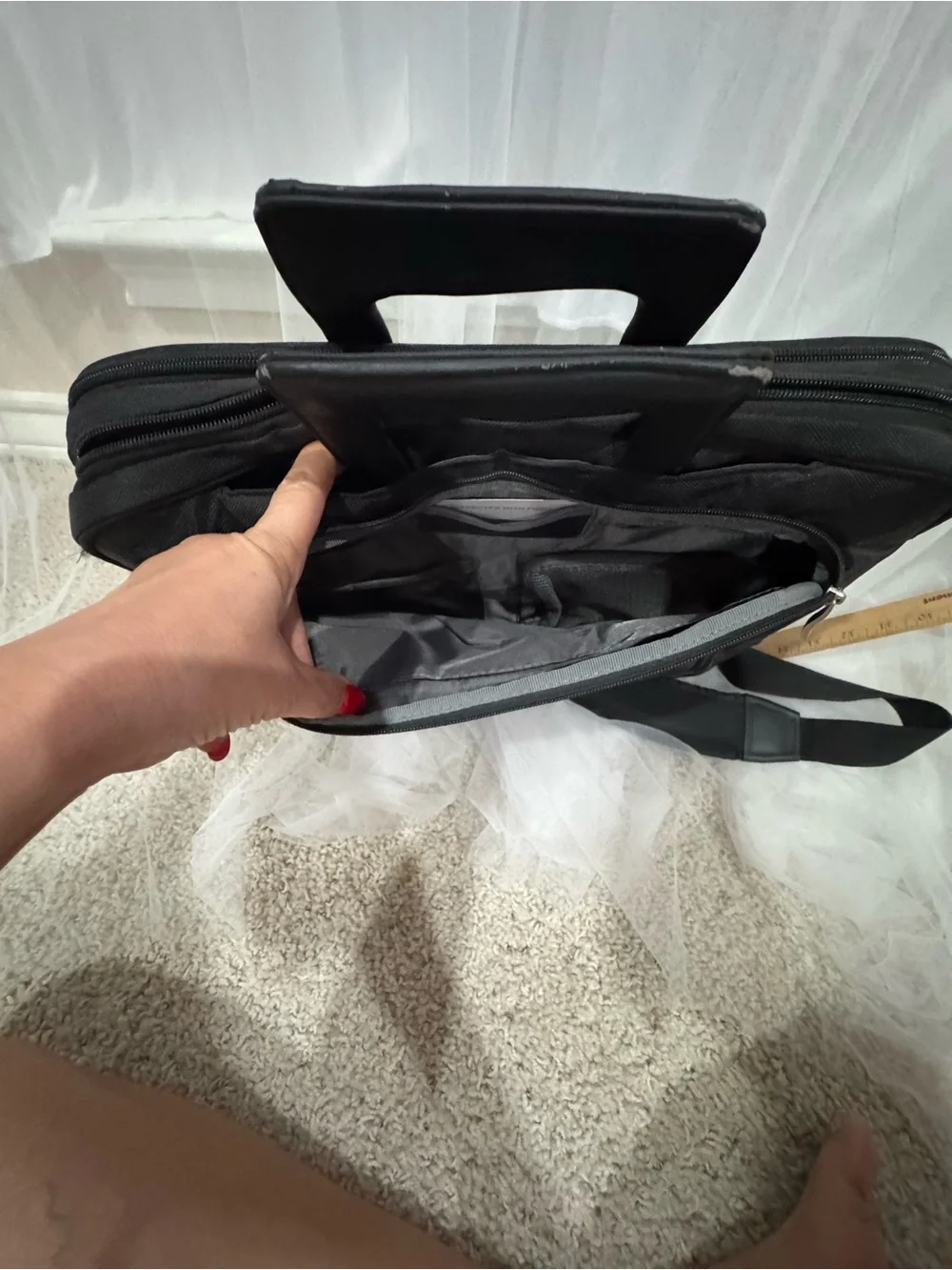 Black Men's Laptop Briefcase Bag with Adjustable Strap